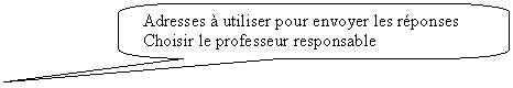 Rectangle  coins arrondis: Adresses  utiliser pour envoyer les rponses
Choisir le professeur responsable
